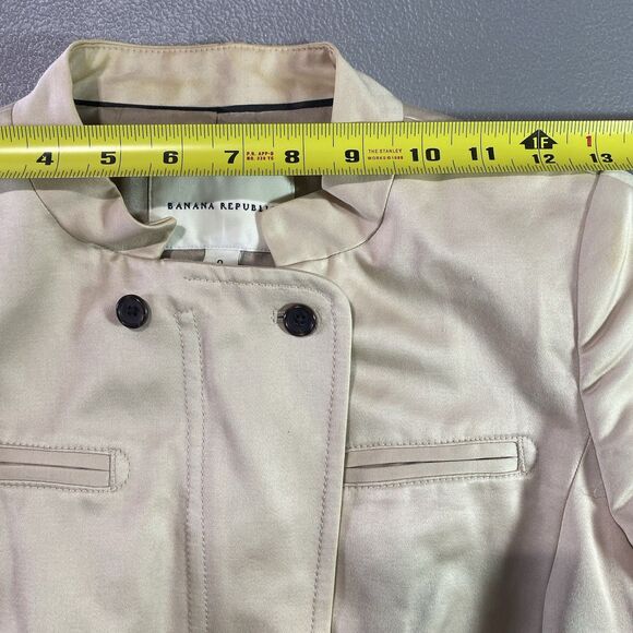 BANANA REPUBLIC Jacket Moto High Collar Asymmetrical Zip Cotton Womens 0 Beige - Picture 4 of 14